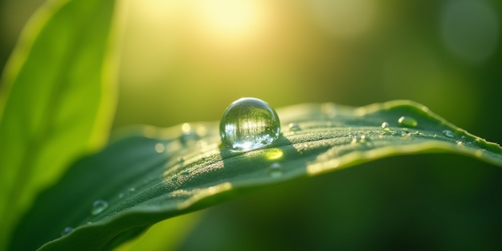 A beautiful, macro-style photograph of a single, clear dewdrop resting on a vibrant green leaf. The background is softly blurred with morning sunlight filtering through, creating a sense of hope, renewal, and natural beauty. The image conveys the idea that the tear is a natural, healthy part of a larger, functioning system.