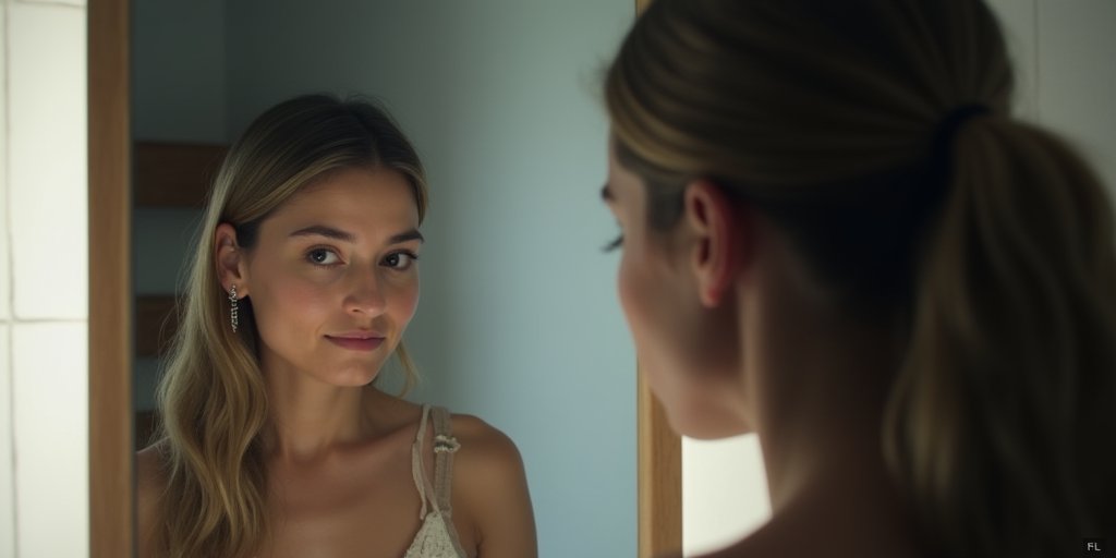 A conceptual image of a person looking into a mirror, but the reflection is slightly distorted or fragmented, representing the internal conflict of trying to define one's identity through a rigid, external label.