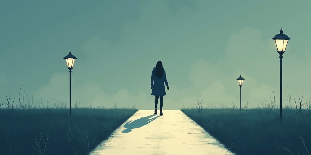 A minimalist graphic showing a person standing at a crossroads. One path is labeled with symbols of connection, while the other is a solitary, well-lit path. The person is looking toward the connection path but taking a step toward the solitary one, capturing the internal conflict of avoidant behavior.